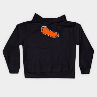 Gabriola Island Outline inTangerine Orange with Black Outline - Gabriola Island Kids Hoodie